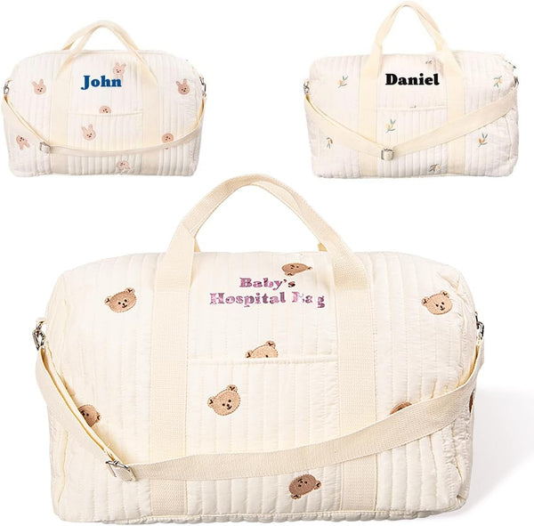 Custom Cotton Diaper Bag Tote for Women - Large Capacity, Multiple Compartments,