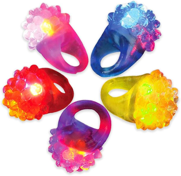Novelty Place 12Pcs Flashing LED Jelly Rings Fun Glow in the Dark