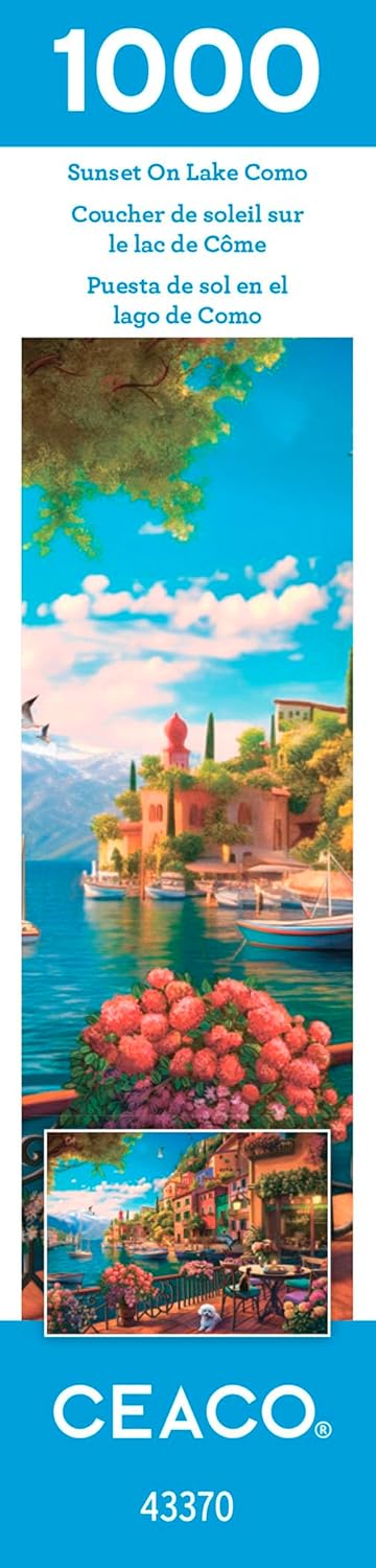 Ceaco - Sunset on Lake Como - 1000 Piece Jigsaw Puzzle for Adults and Family Fun