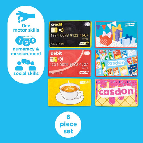 Casdon Pretend Play Cards Set | Realistic Credit & Gift Cards for Imaginative Play | Teaches Financial Concepts for 3+