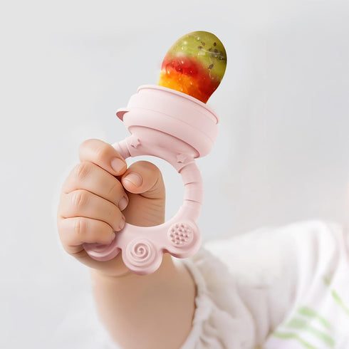 Mukylar 2 Pack Free,2mm Introduction,3M+Mauve Baby Fruit Food Feeder+Breastmilk Popsicle Molds,Baby Teethers,BPA Fine