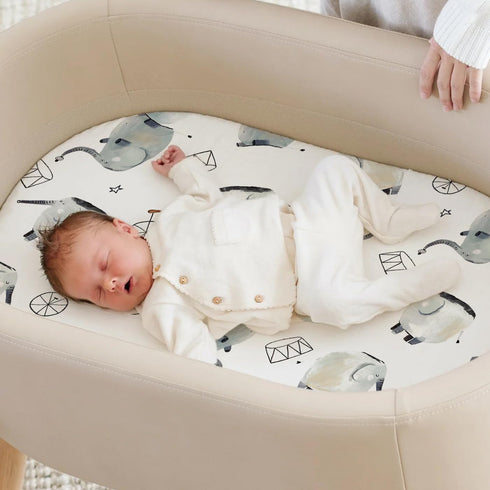 3 Pack Stretchy Ultra Soft Fitted Bassinet Sheets, Universal Fit for Baby Cradle, Moses Basket, Oval Rectangle