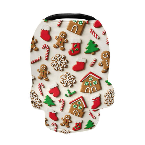 foixnub Baby Car Seat Canopy Covers Gingerbread Man Candy Cane Christmas Cookies Nursing Breastfeeding Cover Multi-use