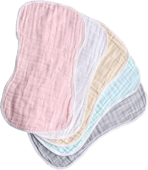 HEALSOPTHY 5Pcs Burp Cloths Newborn Cotton Burping Cloths Soft Absorbent Feeding Washcloths for