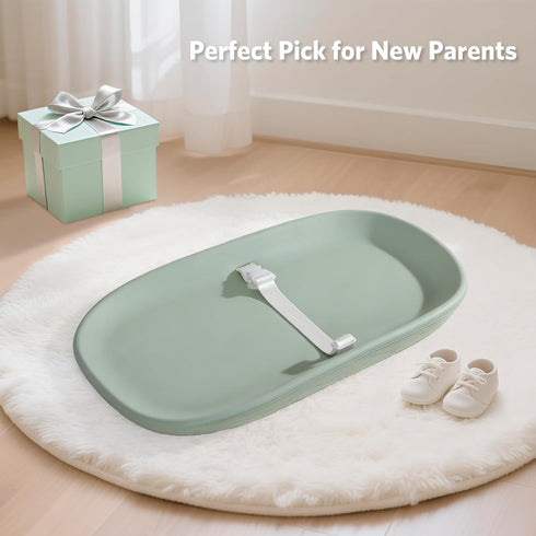 Baby Changing Pad Waterproof in EVA Foam, Baby Changing Mat Wipeable Baby Changing Table Pad, Adjustable Safety Belt