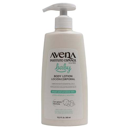 Avena Instituto Español Baby Body Lotion, Daily Moisturizing Cream, Sensitive Skin, Baby Cream, 2-Pack, 10.2 FL Oz Each, 2 Bottles.