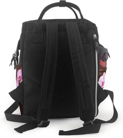 DWVTSLH Backpack Mummy Backpack Orchid Flower Diaper Bag Multifunction Nappy Bags Waterproof Large Capacity Travel