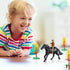 Western Figures Horse Carriage Model Playset, Plastic West Figurines Riding Horse Action Figure Educational Toys for