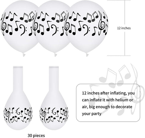 30 Pcs Music Notes Balloons, 12 Inches Latex Balloons for Musical Theme Birthday Party Decorations