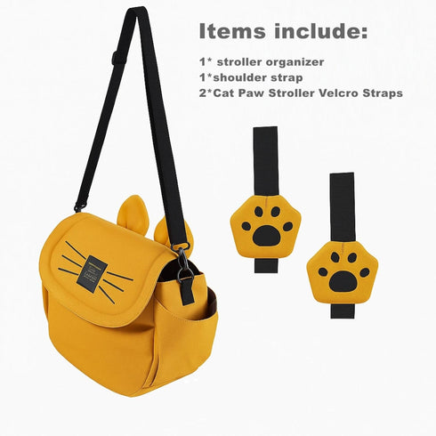 2 SUNVENO Kitty Stroller Organizer Bag Universal Baby Stroller Caddy with Cup Holders, Adjustable Straps, Waterproof