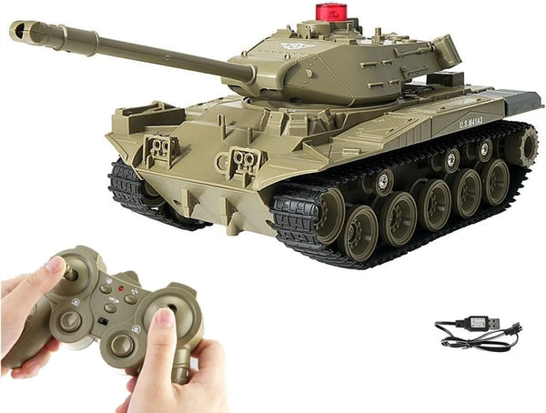 RC Tank Military Truck Vehicles, 2.4Ghz Radio Controlled Battle Tank Toy with 270° Rotational Sounds for Kids