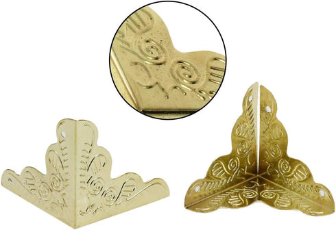 Bitray 25MM Antique Brass Box Edge Corner Cover, Wooden Box Guard Protector with Screws
