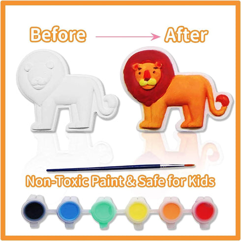 Funto Animal Painting Kit for Kids, 27 PCS Arts and Crafts Set, Paint Your Own Figurines with Magnet