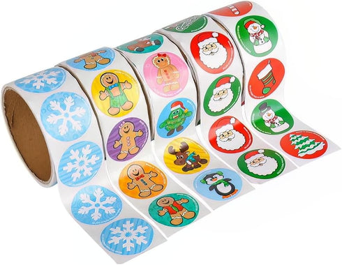 500 PC Holiday Stickers, ROLL ASST