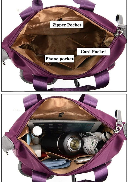 MINTEGRA Waterproof Multi Pocket Nylon Tote Bag for Women