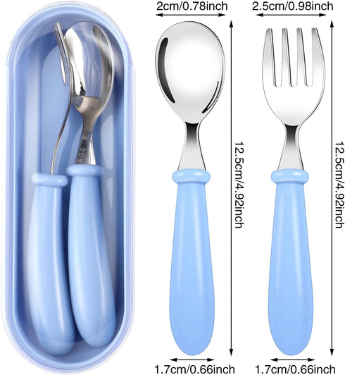 Toddler Utensils, Toddler Forks and Spoons,Stainless Steel Baby Utensils Baby Silverware Set with Storage Box for Safe Dining (3 Set with Case) by Pengxiaomei