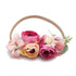Baby Girl Floral Headbands, 3pcs Nylon Handmade Flower Crown Elastic Hairband for Newborn Toddler Hair Accessories