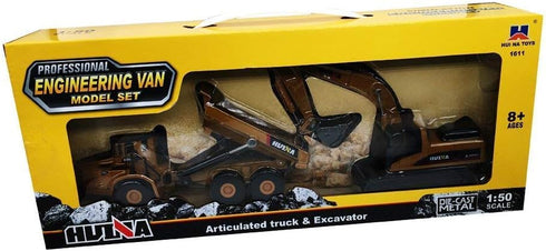 Ailejia 1/50 Scale Articulated Dump Truck Excavator Toy Alloy Models for Construction Vehicle Gifts
