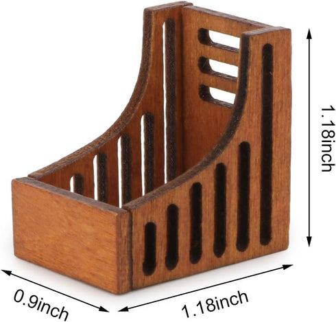 Set 5 Dollhouse Miniature Desktop Bookshelf with Books Wooden Bookcase Furniture Miniature Desktop Organiser Mini House