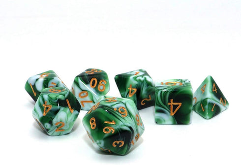 Polyhedral DND Dice Set - Green White RPG Dice for Dungeon and Dragons, D&D Pathfinder MTG Role Playing Games