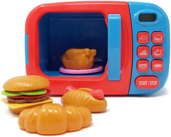 Boley Blue Microwave Playset - 11 Pc Light & Sound Pretend Play