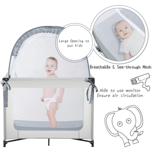 L RUNNZER Pack Pack R07s-blue Baby and Play Tent, N Play Canopy to Keep Baby from Climbing Out, Crib Tent for Playard