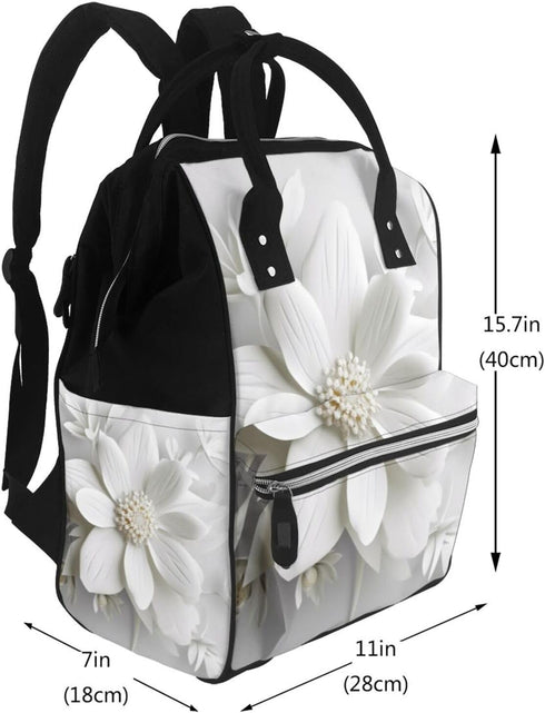 FHEDVBN Backpack Mummy Backpacks Daypack Flower Diaper Bag for Women Multifunction Waterproof for Mom Dad, Large