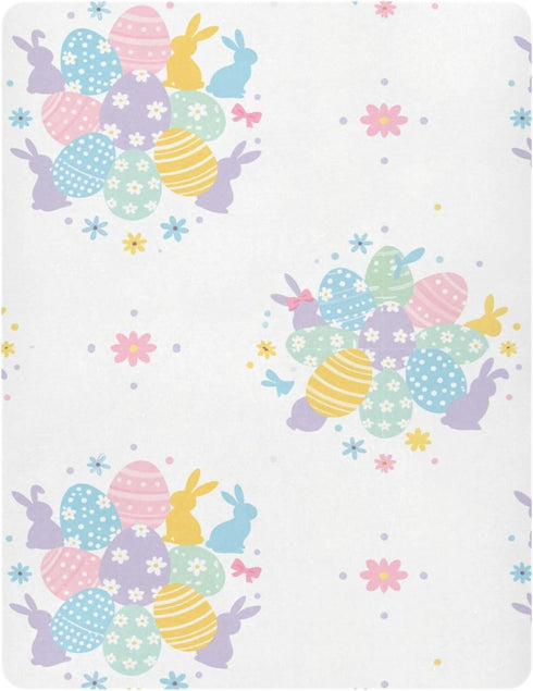 Pigsaly 27x39 Inch Crib Sheets Purple Rabbit Happy Easter Eggs Baby Sheet for Standard Crib Mattress Boys Girls Toddler
