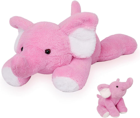 5 lbs 27" Pink Weighted Elephant Stuffed Animal, Giant Plush Pillow Huggable Plushie for Kids and Adults