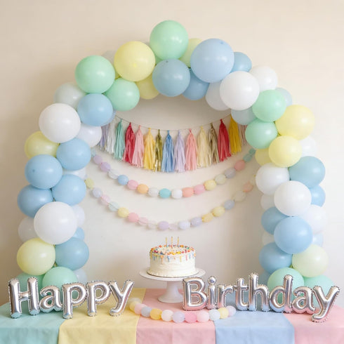 50Pcs 12 Inch 1st Blue and Green Balloons, Baby Shower Balloons Pastel Light Green White Baby Blue Yellow for Kid Boy
