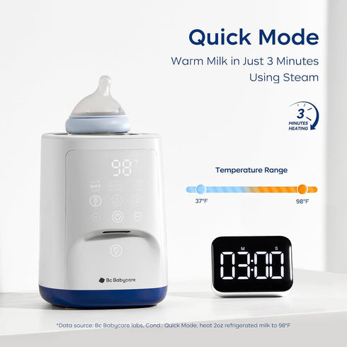 Warmer,10-in-1 Bc Babycare Bottle Fast Baby Milk Warmer with Smart Temperature Control, Rotating Heating, Bottle