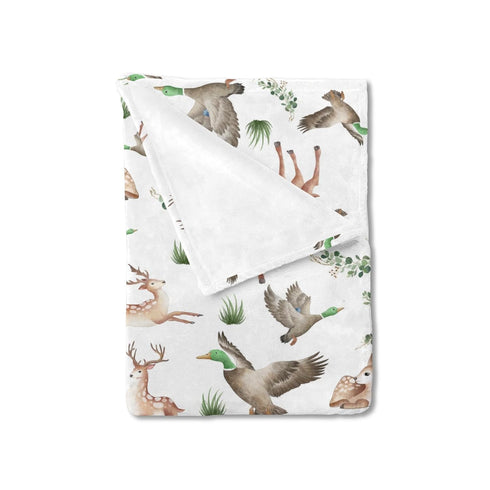 Baby Hunting Woodland Animals Blanket for Girls & Boys, Wild Animals Swaddle Blankets, Soft Warm Receiving 30x40inch