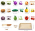 Take Me Away Set Set Wooden Cutting Fruit Vegetables for Kids - Pretend Play Food Toy with Wooden Knife and Tray