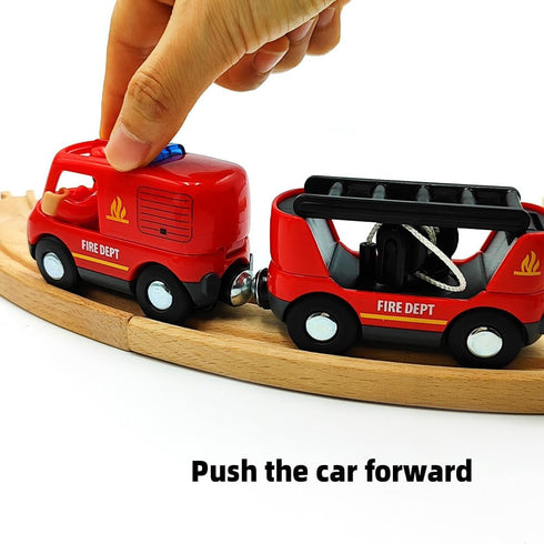 DSHMIXIA Set Set 3-5 Sets 3-4-7 Magnetic Trains Cars Wooden Train Track Accessories Fire Truck Train for Toddlers