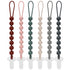 6-Pack Silicone Pacifier Clips for Babies, Safe Teething Beads, Rust-Free Holders, Baby
