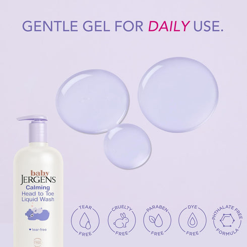 20 Oz Jergens Baby Calming Head to Toe Liquid Baby Wash, Body Wash and Shampoo, Tear Free, Fl