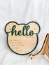 Kemmintvn Wooden Newborn Birth Announcement Ornament, Hello World Baby Keepsake Sign with Name Date Time Weight Length