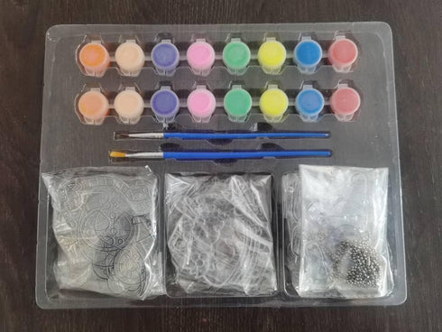 Window Art Kit for Kids - Stained Glass Kits Includes 16 Suncatchers, 16 Ball Keychains, 2 Paint Brushes