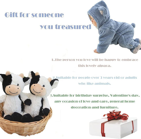 CHELEI2019 11.8" Cow Stuffed Animals - Soft Cuddly Cow Plush Stuffed Animal Toy for Kids