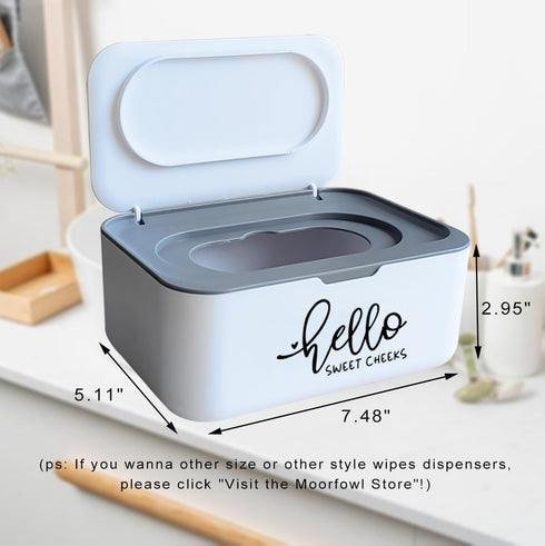 Moorfowl Hello Sweet Cheeks Baby Wipes Dispenser for Bathroom Rustic Farmhouse Style Flushable Wipes Container Holder