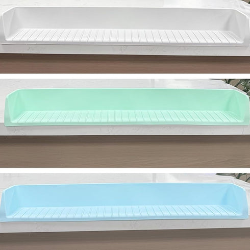 GREYWAWA 3FT Kids Bath Splash Protectors with Toy Organiz Tray Silicone Water Barrier & Strong Suction Cups Safe