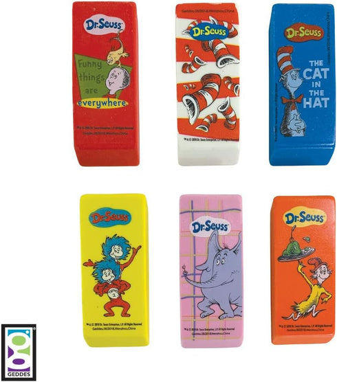 Raymond Geddes Dr Seuss Beveled Erasers for Kids - Pack of 48