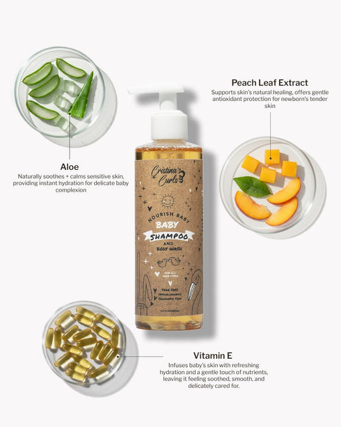 Cristina's Curls Baby Shampoo & Body Wash Gentle Low-Foam Head-To-Toe Clean For Newborns And Sensitive Skin