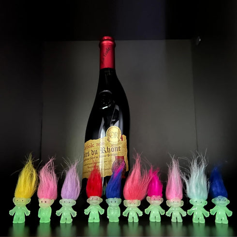 10pcs 1.2" 2.3" (10pcs) Luminous Mini Troll Dolls Glow in The Dark Vintage Action Figures Troll Dolls Bodies, Hair.