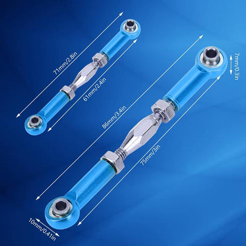 RC Pull Rod Set, 6Pcs Adjustable Aluminum Alloy Turnbuckle Links for RC Hobby Car Model (Blue) Plastic Push Rods