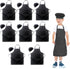 Toal 16 Pieces Kids Children Black Aprons Chef Hat, Kids Chef Kitchen