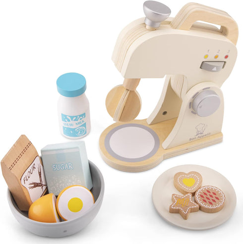 Wooden Mixer Set by New Classic Toys - Pretend Play Toy for Kids Cooking Simulation, Educational Toy for Preschool Age