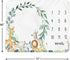 Baby Monthly Milestone Blanket Boy - Jungle Animals Newborn Month Blanket Neutral Safari Personalized Shower Gift Eucalyptus Leaf Wreath Nursery Decor Photography Background Prop with Frame 51''x40'' by Tebaby