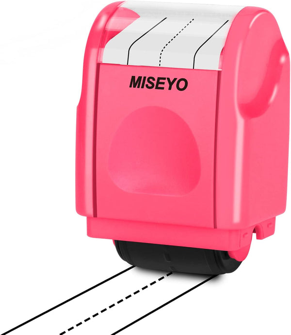 Miseyo Dashed Handwriting Lines Practice Roller Stamp, Self-Inking Line Rolling Stamps for Kids Writing - Peach.