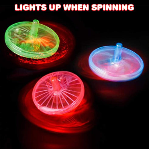ArtCreativity Light Up Spinning Top Toys, Set of 12, Flashing Spin Toys with LED Effects for Kids